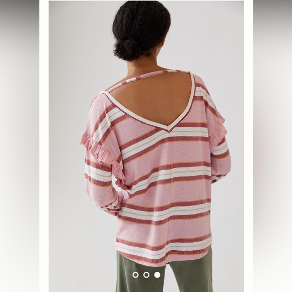 NWT Anthropologie Pilcro Pink Striped Ruffled Open-Back Top size XS - Picture 3 of 8